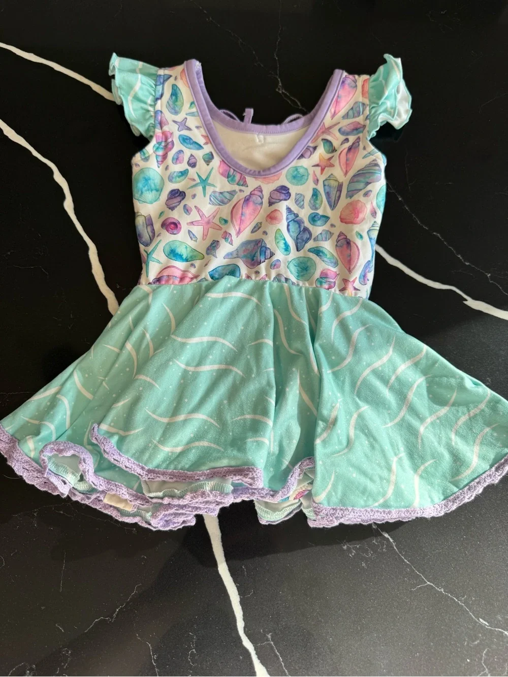 Girls Sea Shell Ballet Dress Costume - Mint & Pastel Print